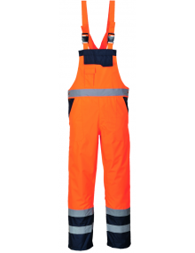 Portwest Lined Contrast Bib & Brace S489 - Orange/Navy Clothing